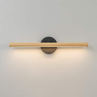 Adjustable Wood Dimmable LED Linear Wall Vanity Sconce Rustic Bathroom - 24.8 Inches