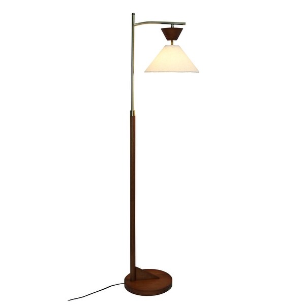 Mid-Century Modern Corner Floor Lamp with Foot Switch - Brown
