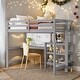 preview thumbnail 2 of 13, Twin Size Wooden Loft Bed with Shelves, Desk and Writing Board