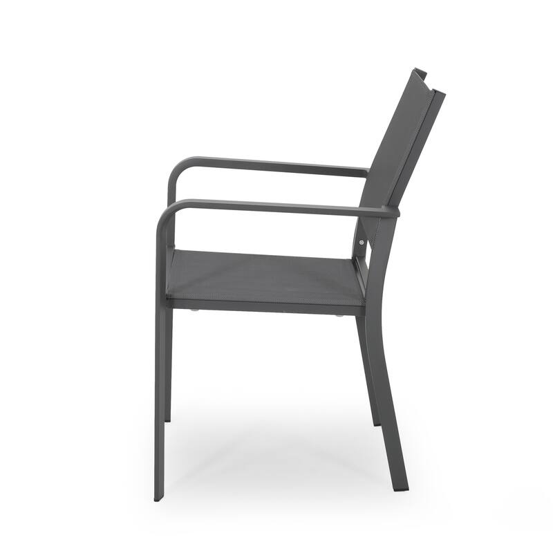 Madison Outdoor Modern Aluminum Dining Chair with Mesh Seat (Set of 2) by Christopher Knight Home