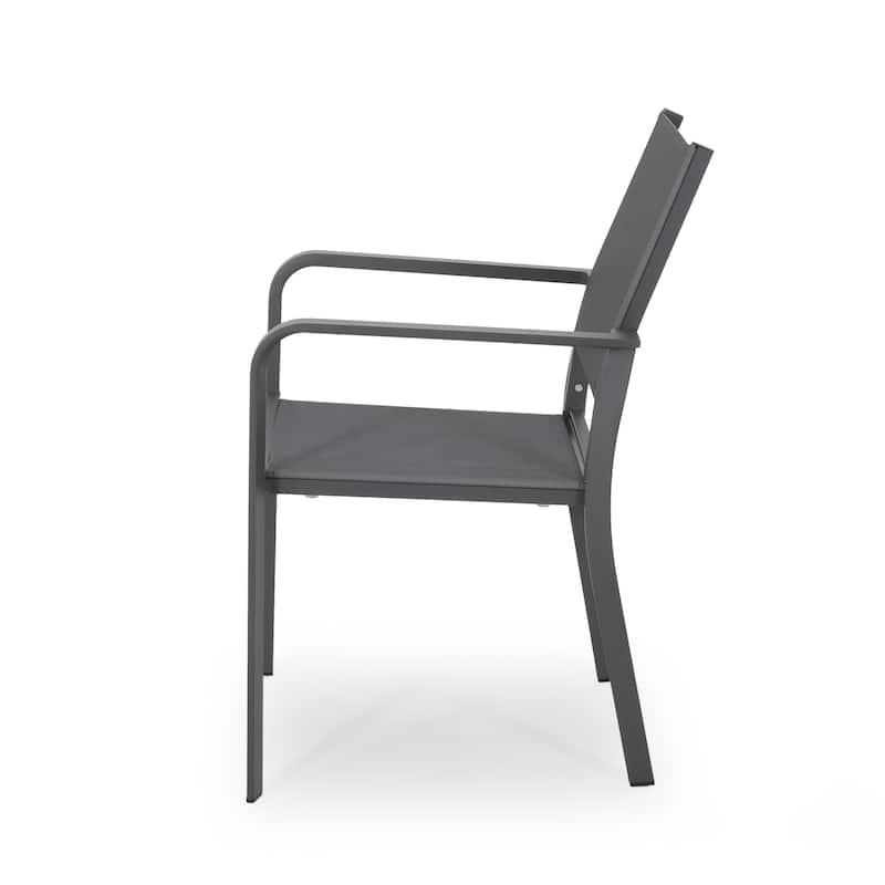 Outdoor Modern Dining Chairs Set of 2, Aluminum Frame Chairs with Breathable Mesh Seat for Patio, Backyard, Garden, Balcony