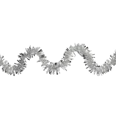 Boa Wide Cut Tinsel Commercial Christmas Garland 50' x 3" Silver Unlit