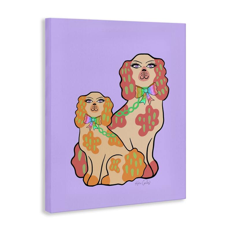 Stupell Funky Dogs on Purple Canvas Wall Art Design By Katie Conley