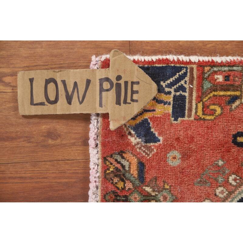 Geometric Abadeh Persian Vintage Square Rug Hand-Knotted Wool Carpet - 1'10" x 1'11"