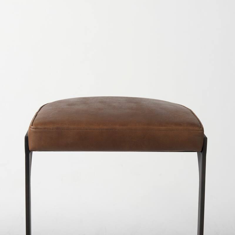 Tyson Black Genuine Leather with Dark Gray Metal Frame Counter Stool