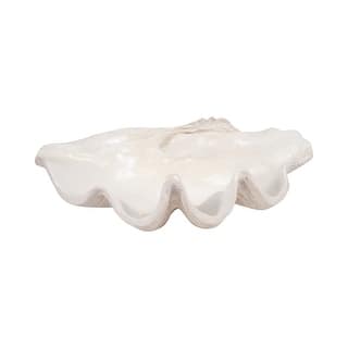 Sagebrook Home Polyresin Coastal Decorative Clam Shell Bowl with Sculptural Wavy Rim