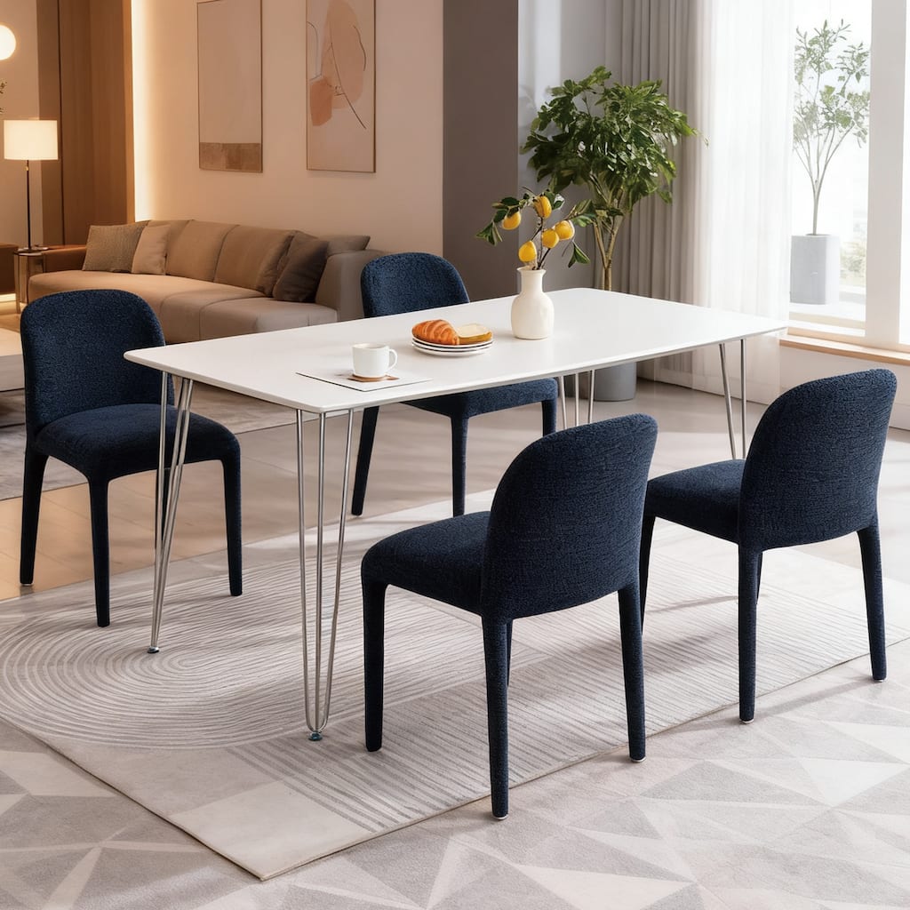 Modern 18" W Upholstered Dining Chair Fully Assembly Design Iron Legs