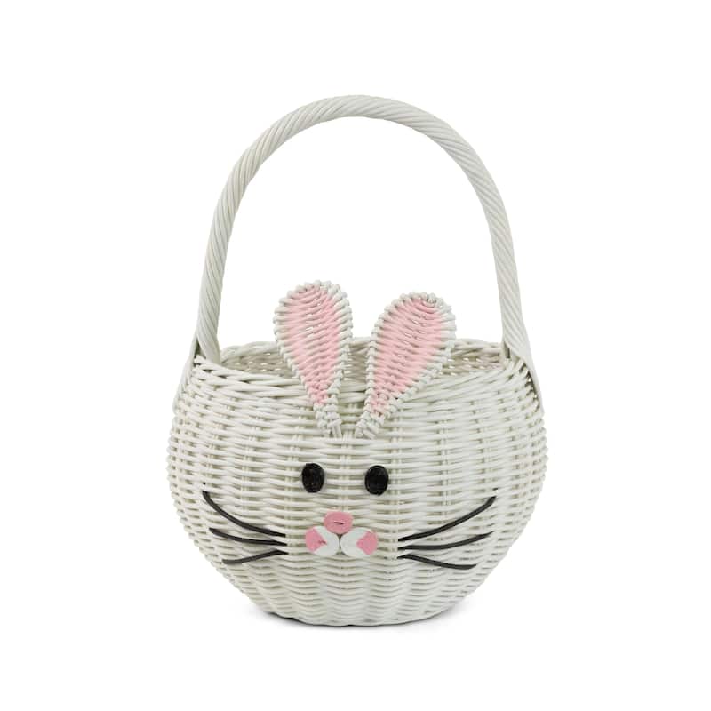 Large Hand Woven Bunny Rattan Wedding Flower Girl Basket Easter Bin Home Decor Cute Handmade Handcrafted Nursery Gift Storage