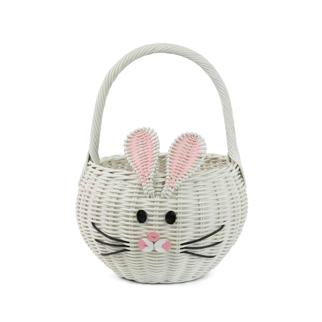 Large Hand Woven Bunny Rattan Wedding Flower Girl Basket Easter Bin Home Decor Cute Handmade Handcrafted Nursery Gift Storage