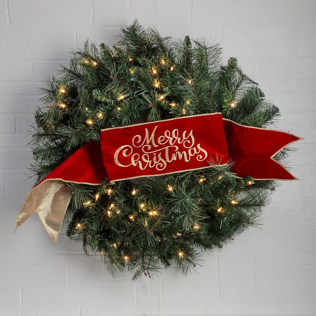 6" X 44" Velvet "MERRY CHRISTMAS" Banner