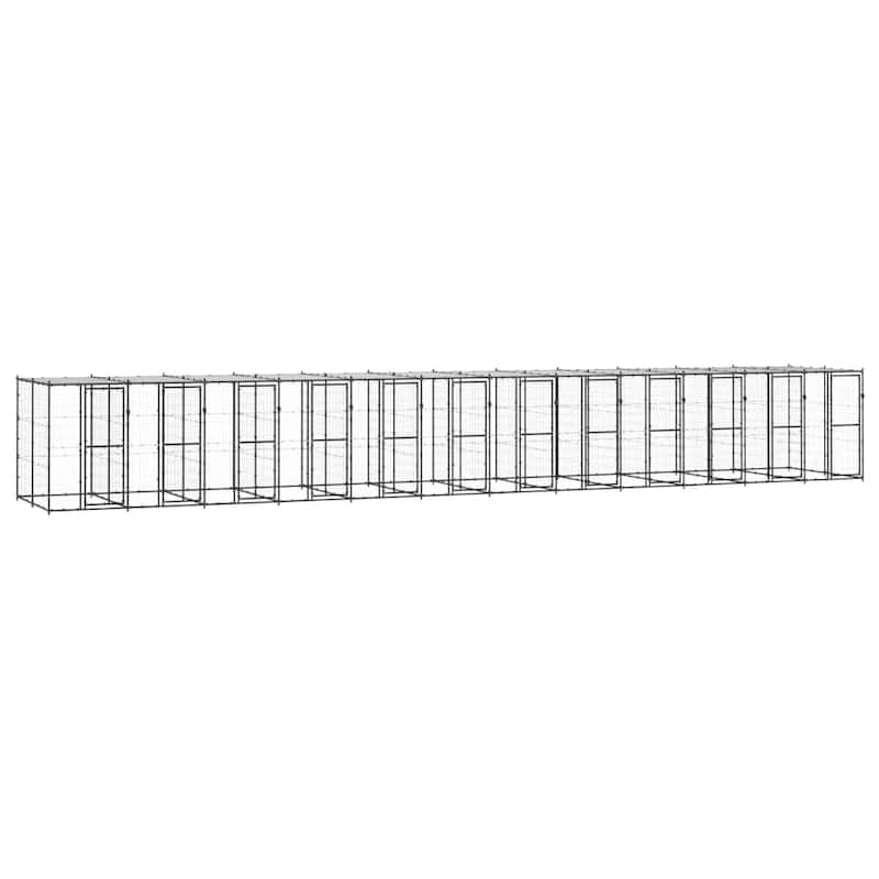 vidaXL Outdoor Dog Pen Pet Crate Kennel Cage Playpen House for Yard Steel