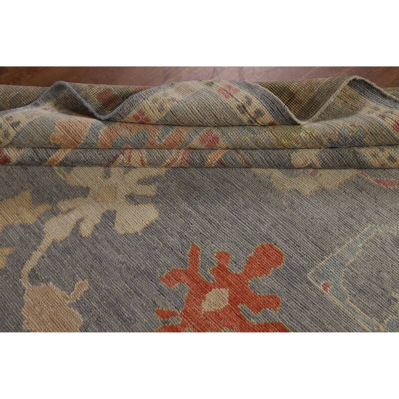 Hand Knotted Oriental 100% Wool Carpet Transitional All-Over Greys & Charcoal Oushak Area Rug - 9' 11'' X 8' 1''