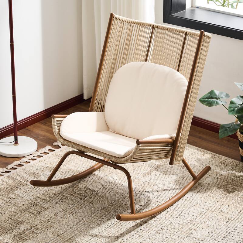 Christopher Knight Home - Modern Outdoor Rocking Chair with PE Rattan and Accent Side Table Set