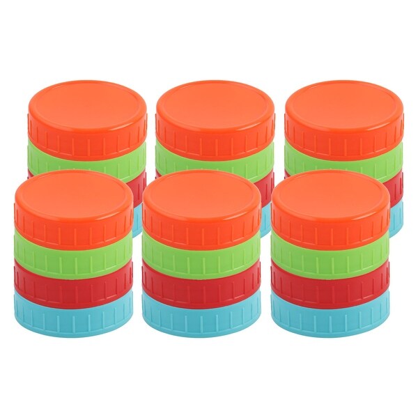 Dogggy 12PCS Wide Mouth Plastic Mason Jar Lids Plastic Storage Caps for Mason Canning Jars and More 70mm White Duarble 