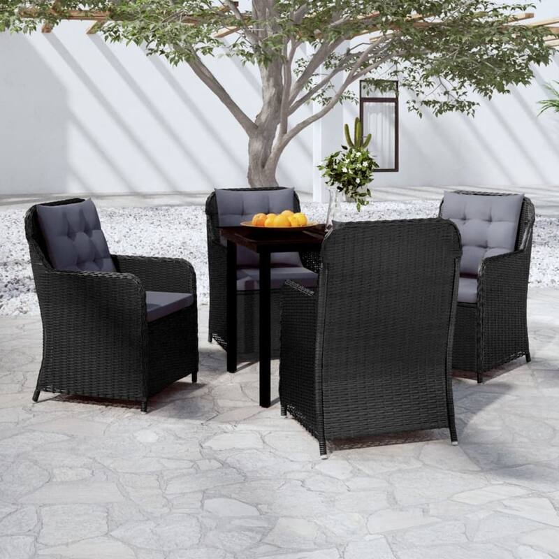 vidaXL Patio Dining Set Outdoor Dining Set Table and Chair Set for Garden - Black 31.5" x 31.5" x 29.1" 5-Piece
