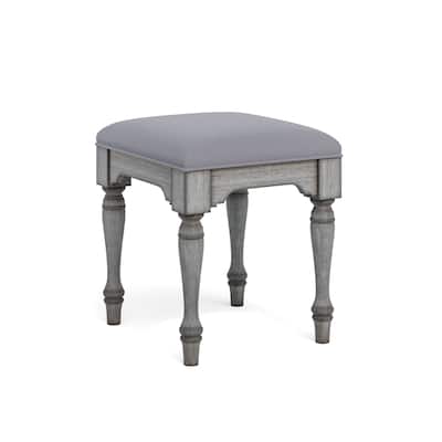 Plymouth Gray Wood Ottoman
