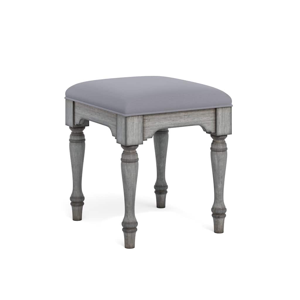 Plymouth Gray Wood Ottoman