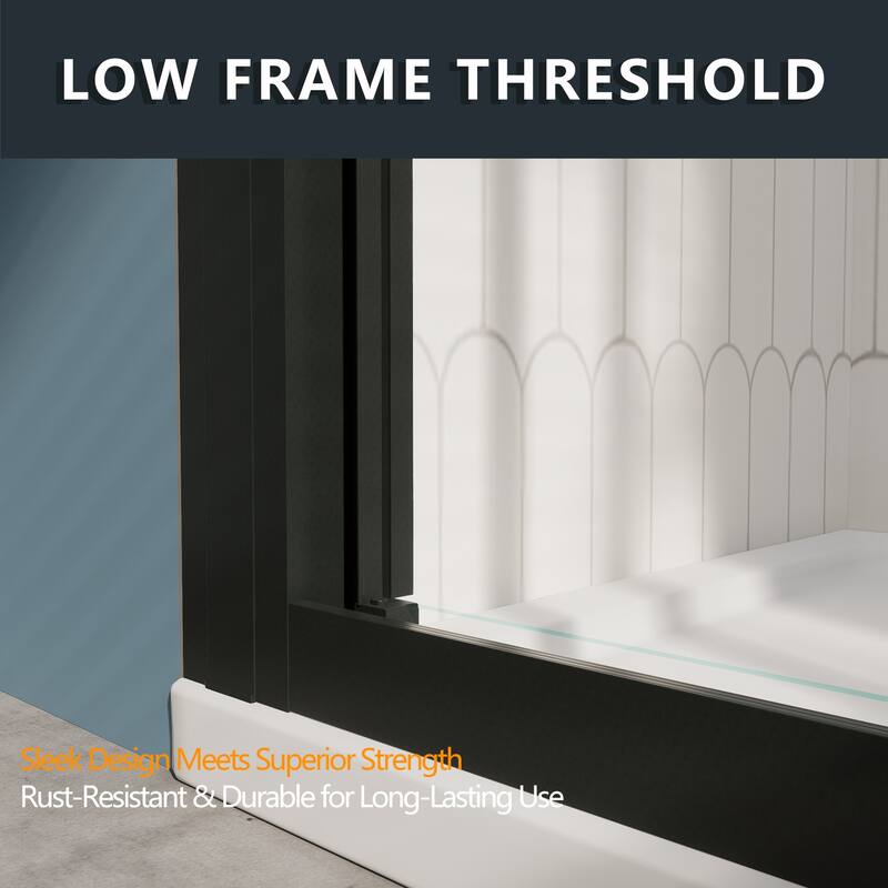3-Panel Sliding Framed Shower Door in Matte Black Finish