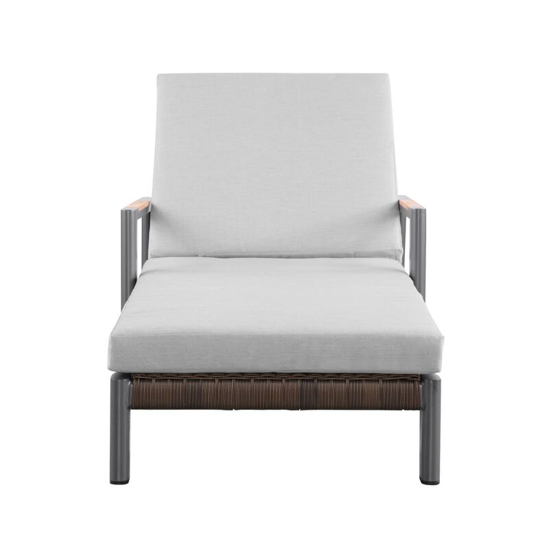 Arlo Teak & Wicker Aluminum Dual-Use Outdoor Chaise Lounge (Set of 2)