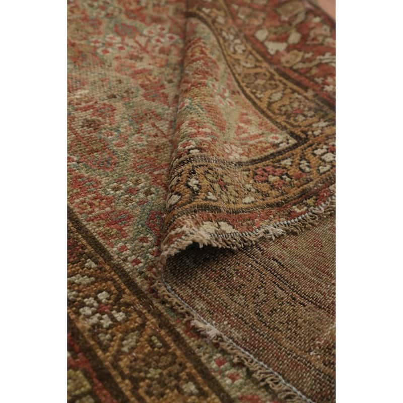 Hand Knotted Oriental 100% Wool Carpet Traditional All-Over Multi-Colored Senneh Runner Rug - 14' 1'' X 2' 11''