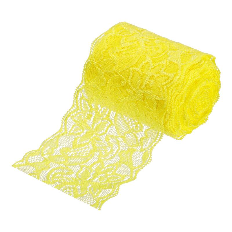 3 Inch Wide 10 Yard Lace Ribbon Floral Pattern Yellow Lace Trim Ribbon