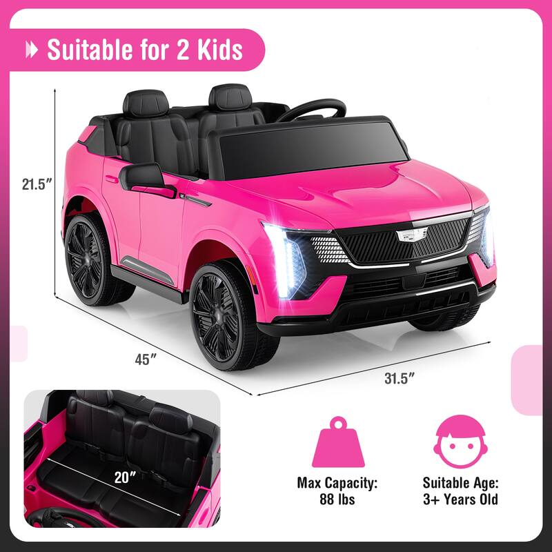 24V 2-Seater Ride On Car with Remote Control Music Lights USB and Dual 65W Motors for Kids - 31.5" (L) x 45" (W) x 21.5" (H)