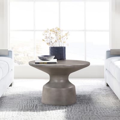 Sephie Round Pedastal Coffee Table in Grey Concrete