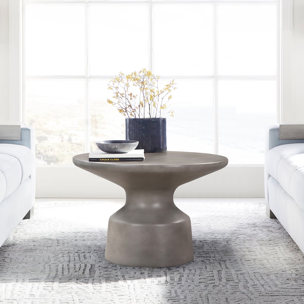 Sephie Round Pedastal Coffee Table in Grey Concrete