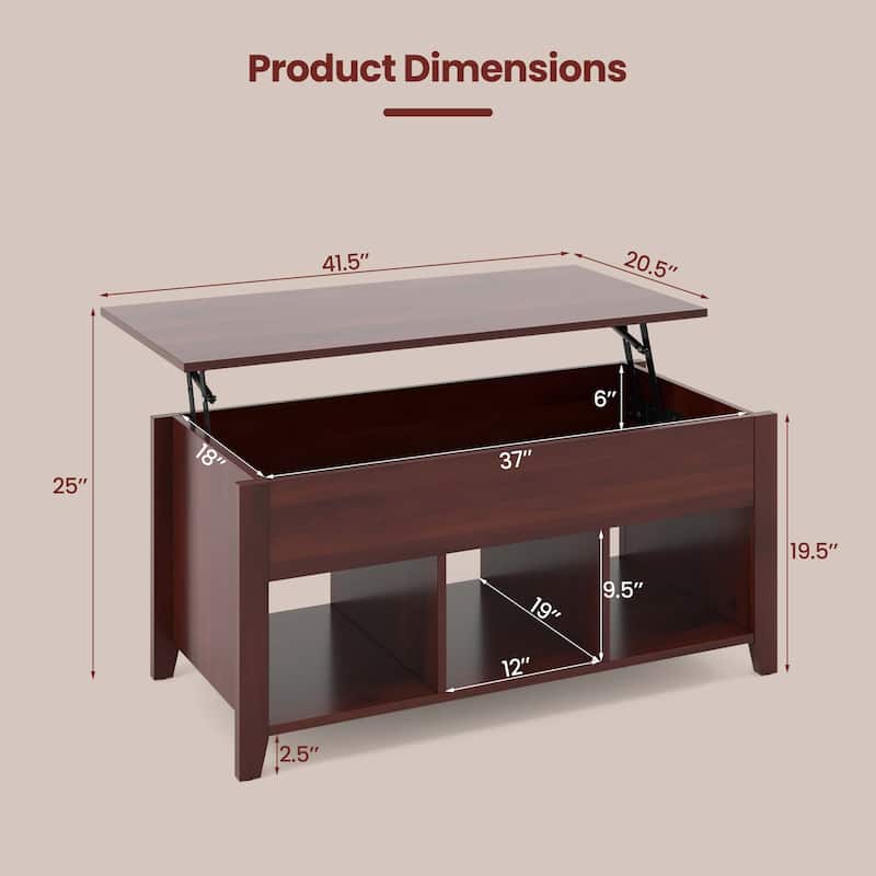 Costway Lift Top Coffee Table w/ Hidden Compartment and Storage