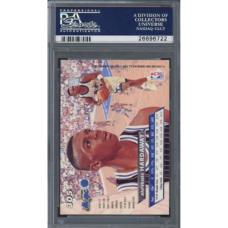 Anfernee Penny Hardaway 1993 Fleer Ultra Basketball Rookie Card RC #305 Graded PSA 10 GEM MINT - 8'6" x 11'6"