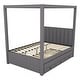 preview thumbnail 11 of 22, Full Size Upholstery Wood Platform Bed with Trundle,Canopy Bed with Drawers