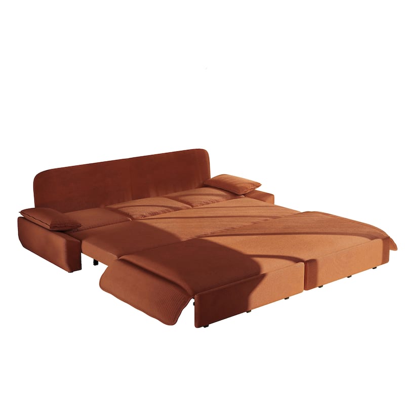 94.5" King Size Pull Out Sofa Bed, 3-in-1 Convertible Sleeper in Corduroy Fabric, Sofa Bed