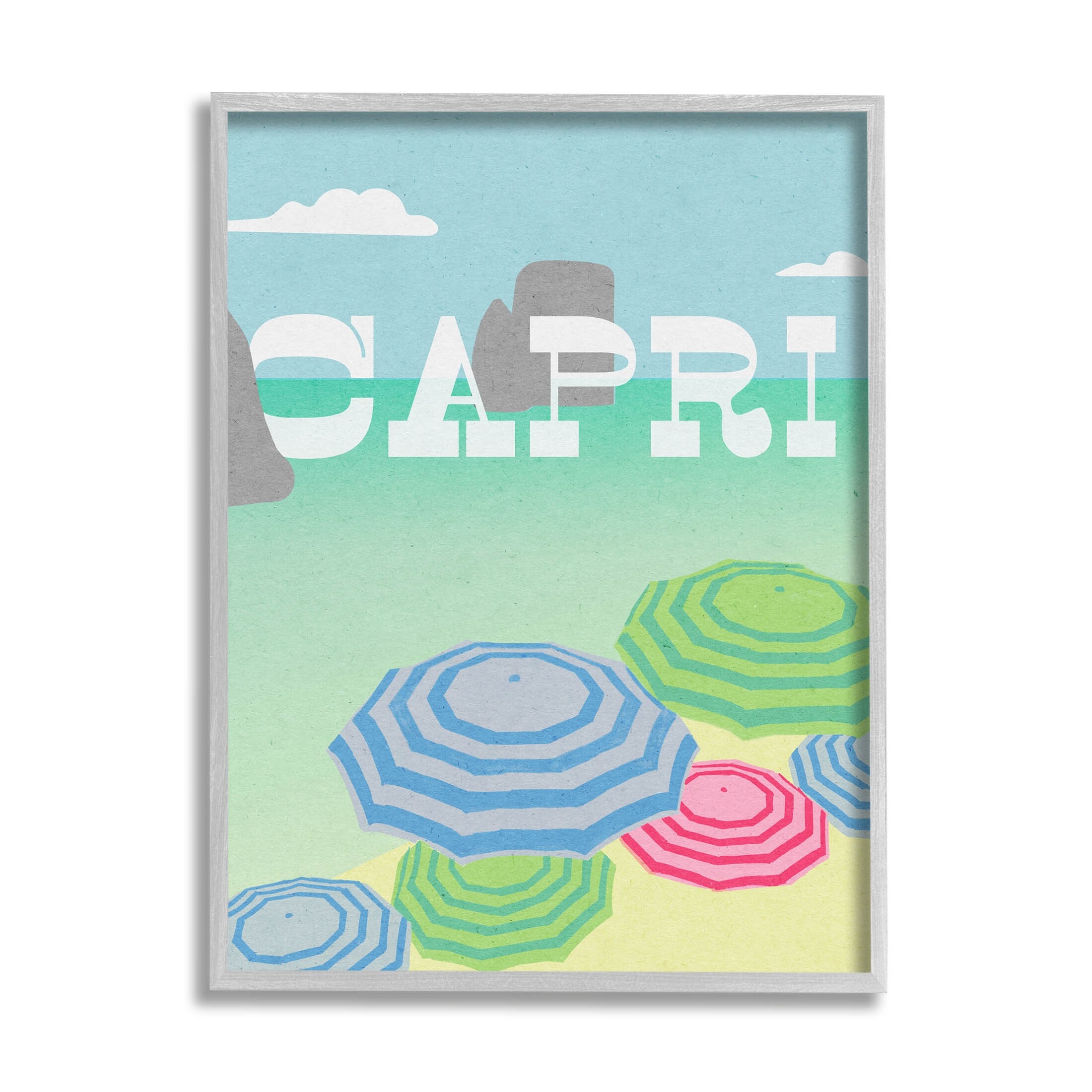 Stupell Capri Beach Shore Umbrellas Framed Giclee Art, Design by Lil' Rue