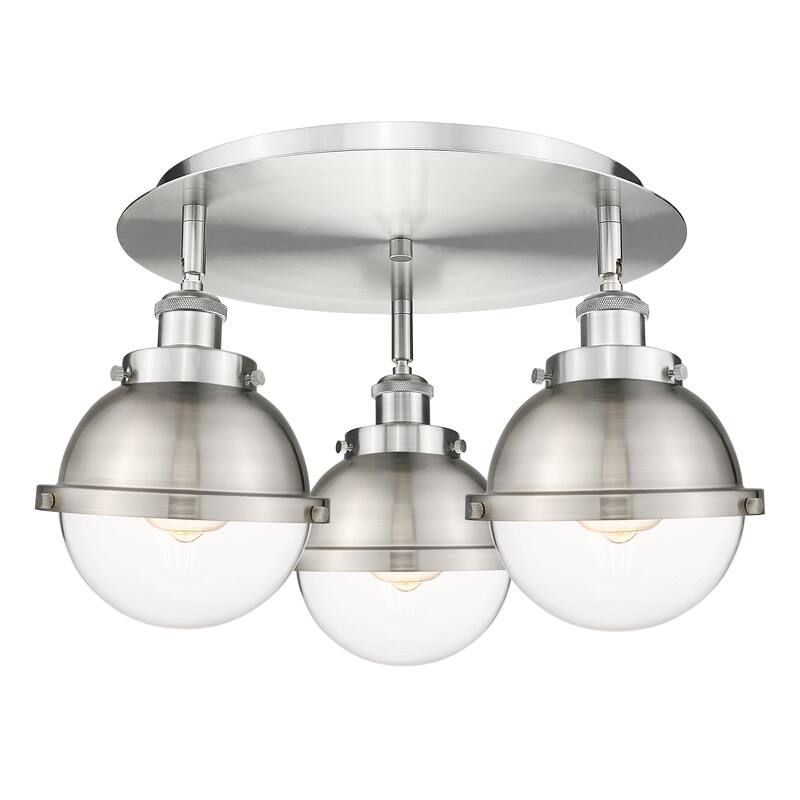 Innovations Lighting Ballston Urban - 3 Light 18" Flush Mount - Satin Nickel/Brushed Satin Nickel and Clear