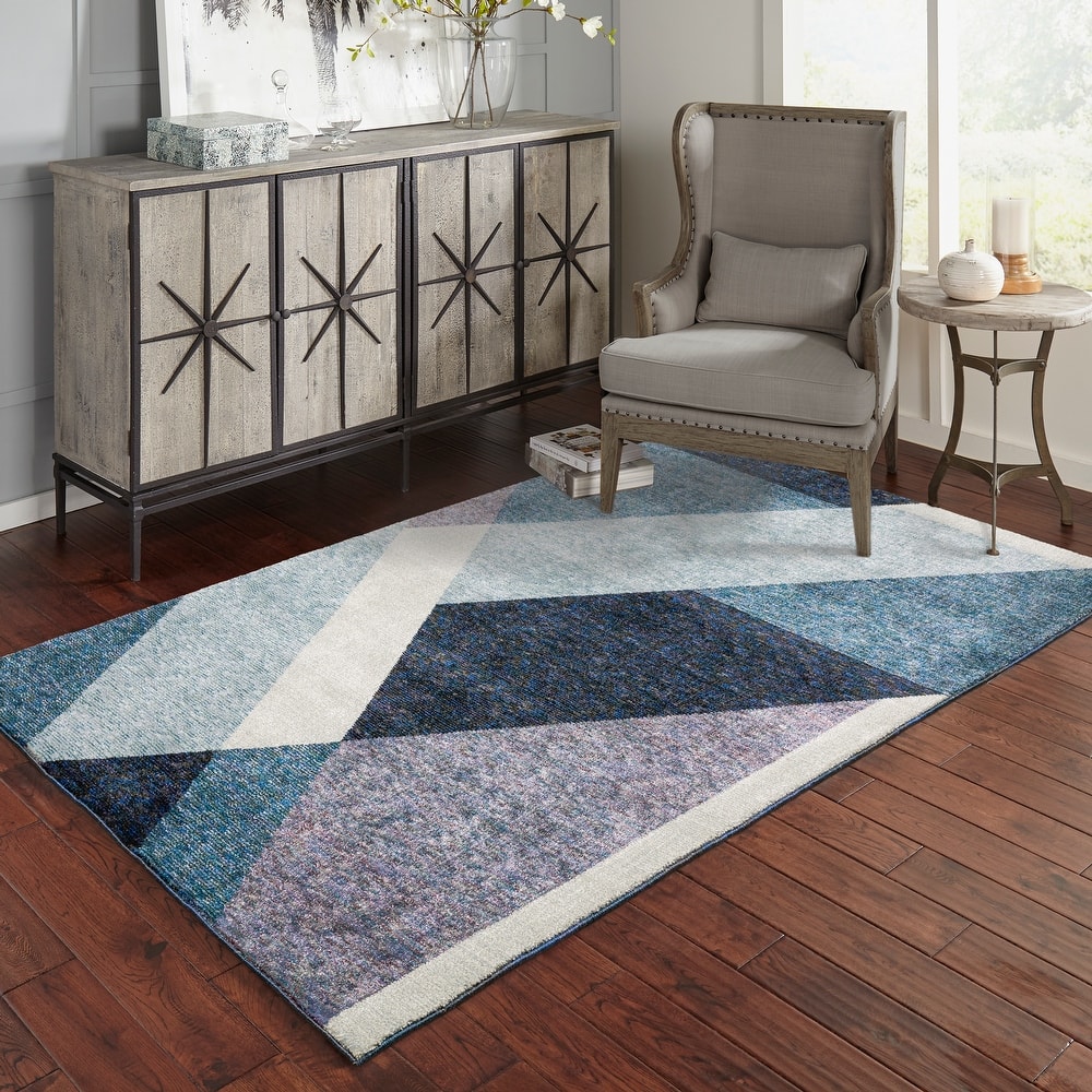 Style Haven Stephan Modern Art-deco Inspired Blue Area Rug