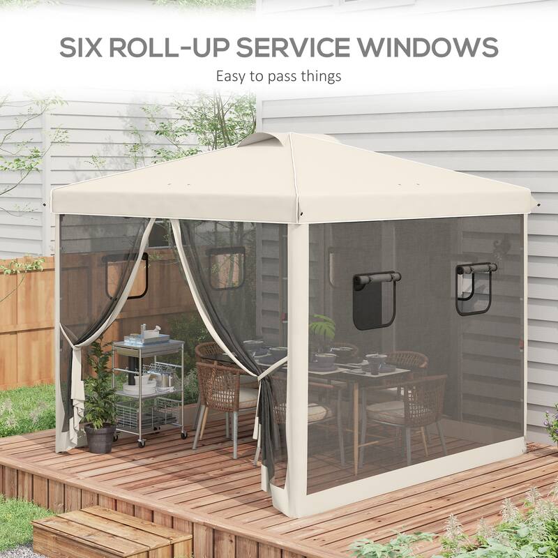Outsunny 10' x 10' Pop Up Canopy Tent with Netting Instant Screen House Room - 117.00”L * 117.00"W * 113.00"H