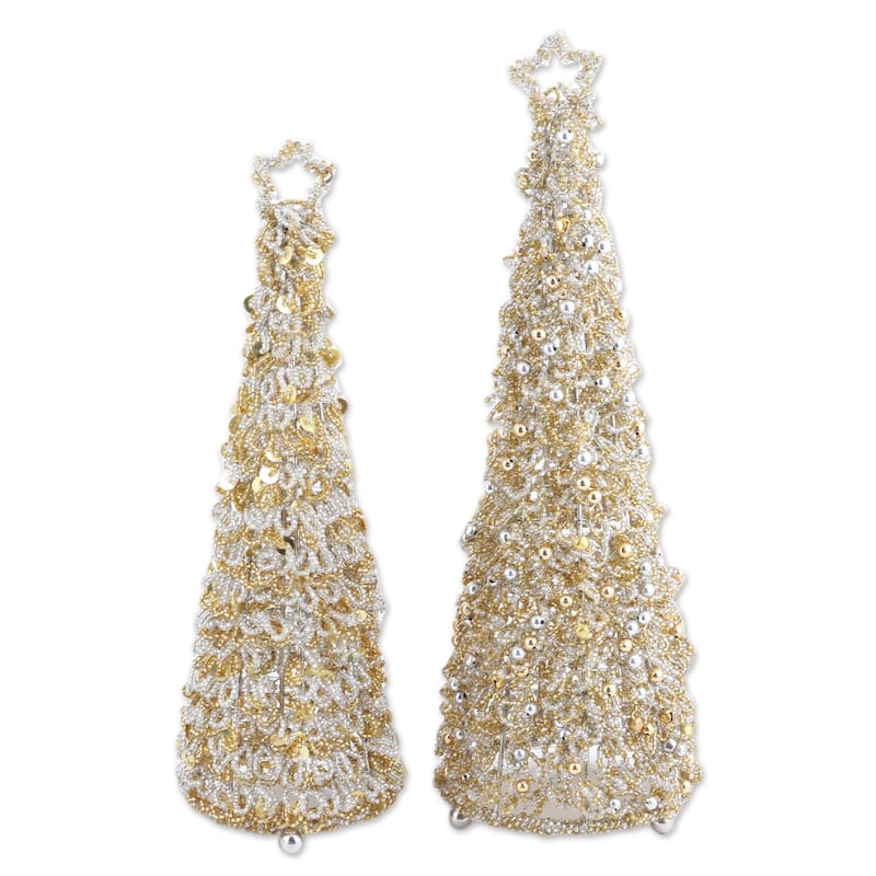 Novica Handmade Sparkling Glow Glass Beaded Holiday Decor (Pair)