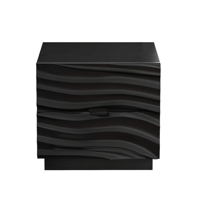 Solid Wood Nightstands, Bedside Table with 2 Drawers, No Handles, Sofa End Table for Living Room, Bedrooms