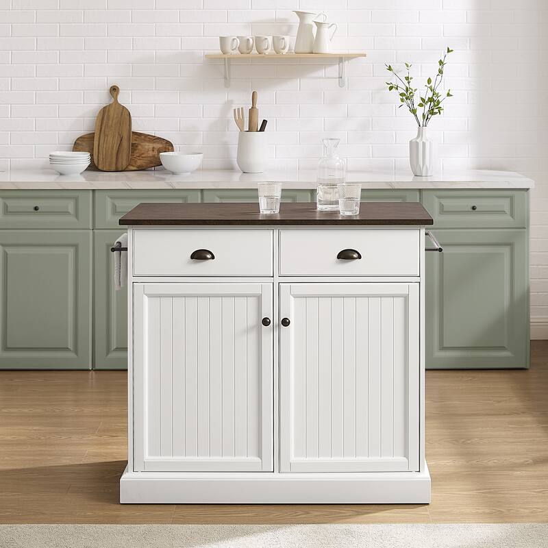 Kitchen Island Cart with Storage, Portable Kitchen Island with Towel Bar, Modern Kitchen Furniture