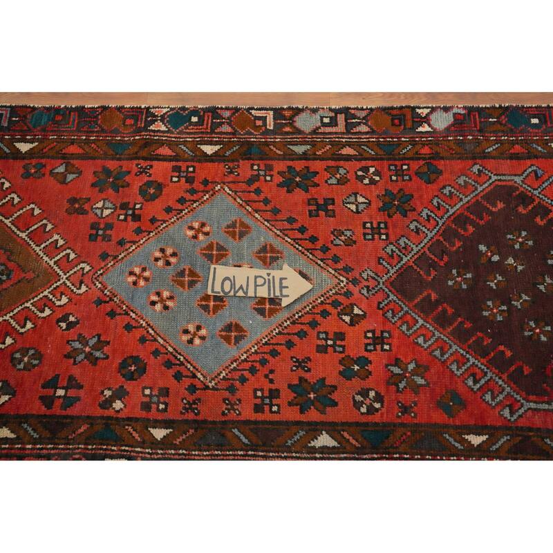 Hand Knotted Oriental 100% Wool Carpet Traditional Tribal Oranges & Rust Hamedan Runner Rug - 10' 1'' X 2' 11''
