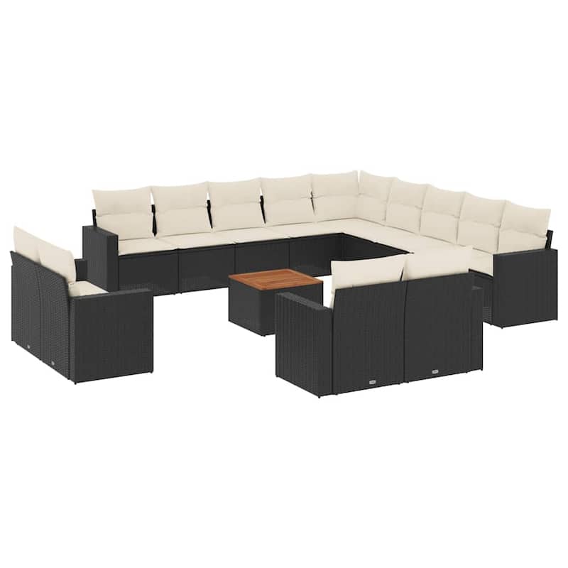 vidaXL Garden Sofa Set Black, Cream White - 115.2 x 115.2 x 27.2