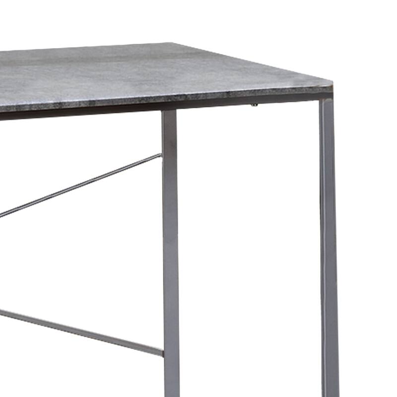 Sled Base Rectangular Table with X shape Back and Wood Top,Gray and Silver - 28 H x 22 W x 47 L Inches