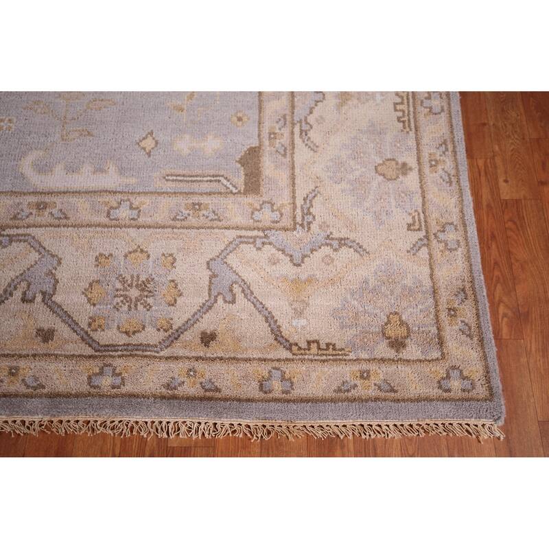 Gray Oushak Indian Area Rug Handmade Transitional Wool Carpet - 8'1"x 9'10"