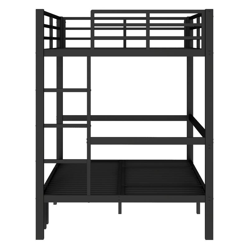 Twin XL over Twin XL Pull-Out Bunk Bed - 3-Section Lower Bunk, Safety Rails on Top