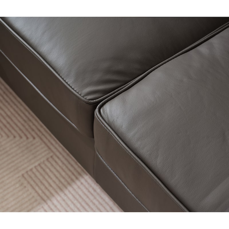 94.5" Genuine Leather L-Shaped Sectional Sofa with Left Chaise Lounge and Modern Design
