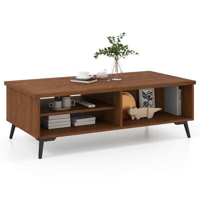 Costway 2-Tier Rectangular Center Table with Storage Shelves & - See Details