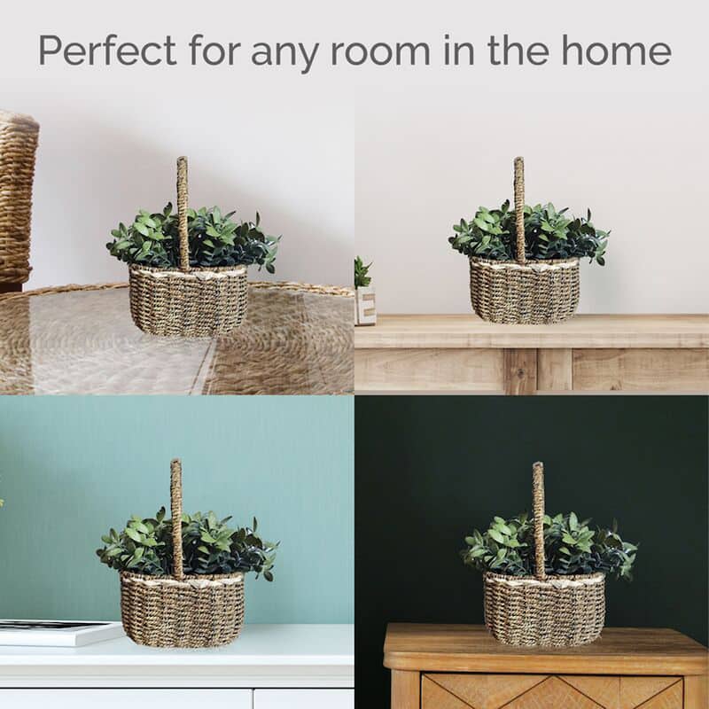 Elements Artificial Greenery in a Woven Basket, 10X13 Inch - N/A