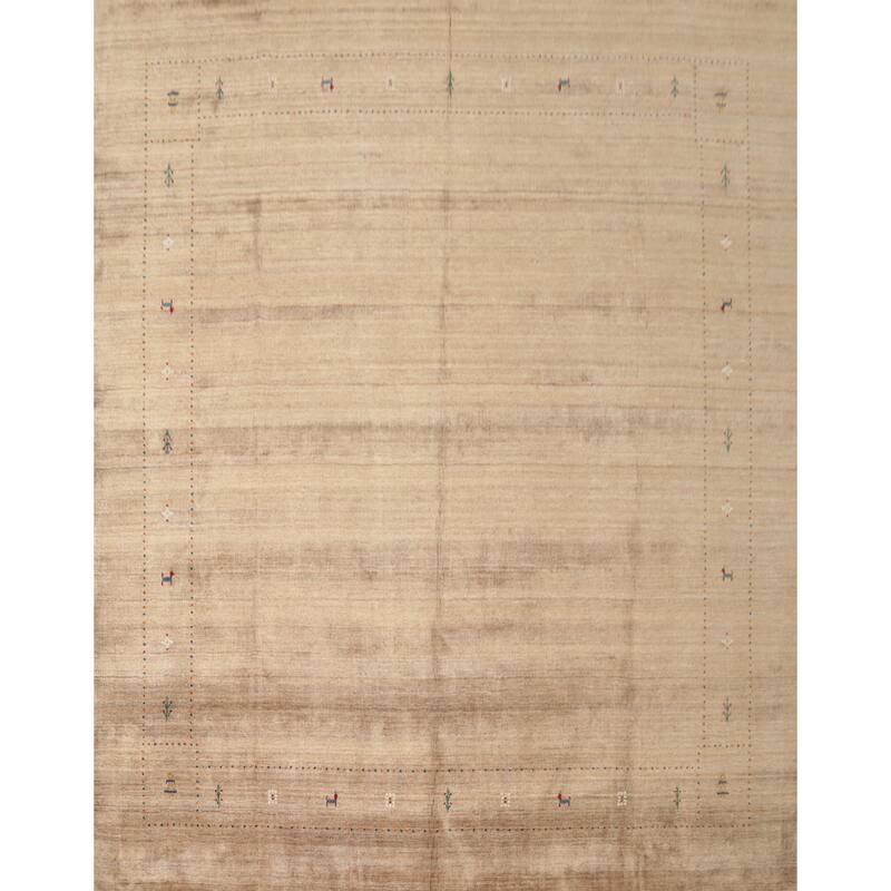 Hand Knotted Oriental 100% Wool Carpet Tribal Animal Pictorial Brown Gabbeh Area Rug - 8' 11'' X 8' 11''