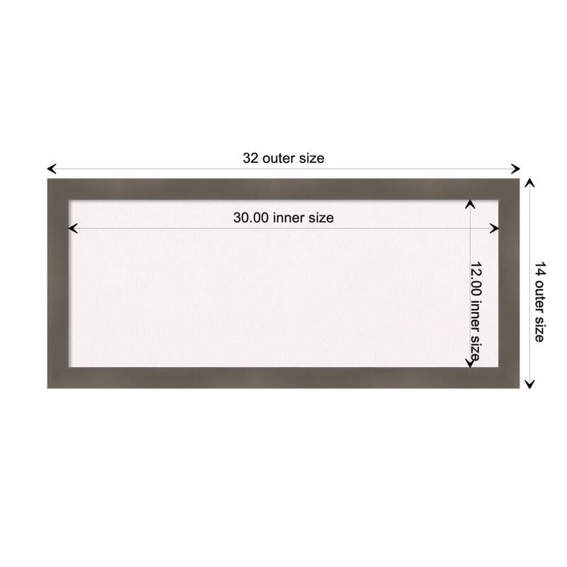 Edwin Clay Grey Wood Framed White Corkboard Bulletin Board - Board Size 30x12