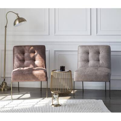Quebec Modern Leather Lounge Chair with Gold Tone Base